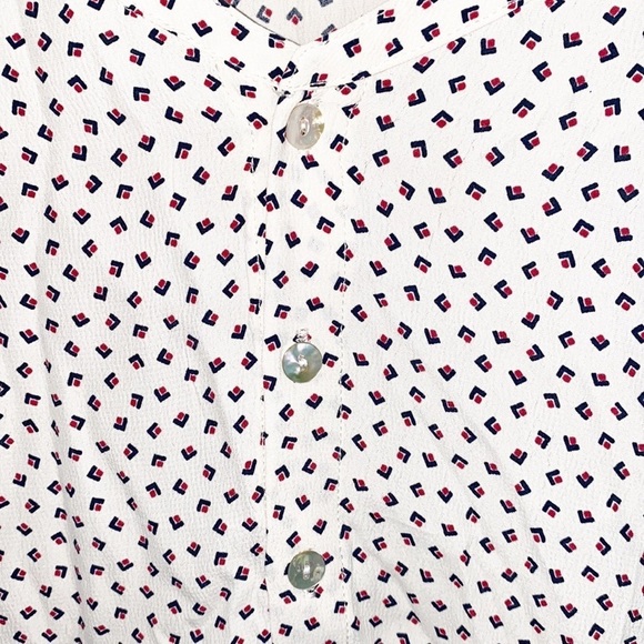 Sundance White High Low Printed Flowy Tunic Blouse - Picture 6 of 12